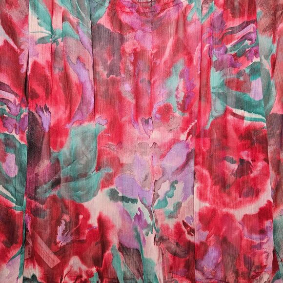 Ann Taylor LOFT size S Sheer Top Y2K Boho Flowy Festival Romantic Watercolors - Picture 2 of 9